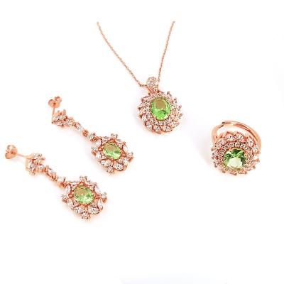 China Wholesale 2022 Women Ethnic Bridal Jewelry Set Rose Gold Plated Bridal Wedding Party Zircon Jewelry Set for sale