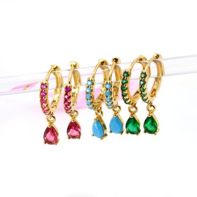 China 2022 Hot Western Gold Plated Turquoise Sets Circle Hoop Earrings Huggie Women Wholesale TRENDY Trendy Style Jewelry Women for sale