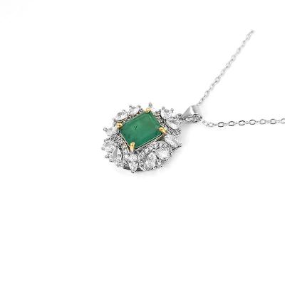 China Sterling Silver Tasty Custom Made TRENDY 925 Two Tone Jewelry Initial Zodiac Emerald Pendant Necklace For Women 2021 for sale