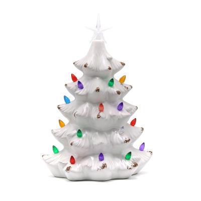 China Eco-friendly Christmas Pendant Wholesale Christmas LED Lighted Ceramic Christmas Tree Decoration Home Supplies for sale