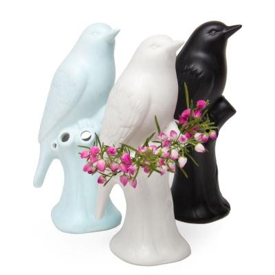 China Modern Novelty Cheap Ceramic Artificial Bird Shaped Hotel Flower Vase for sale