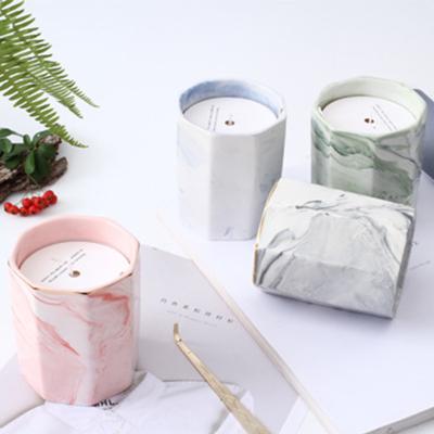 China Home Decoration Wholesale Customized Ceramic Marble Candle Jars For Candles for sale