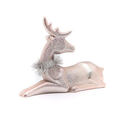 China Eco-friendly Luxury Rose Gold Ceramic Animal Deer Home Decor for sale