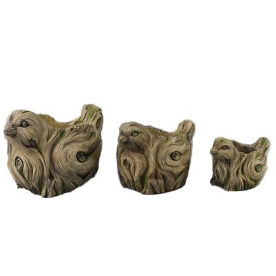 China Cartoon Wood Finished Cute Artificial Single Small Animal Cement Mini Concrete Succulent Pot Set Mold for sale