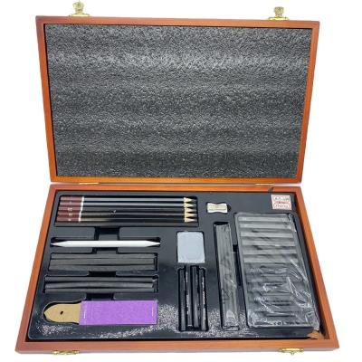 China Hot Sale 36pcs Environmental Friendly Sketching Drawing Set Charcoal Pencil Set Wooden Box For Art Supplies for sale