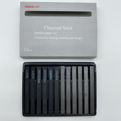 China Professional Artists Eco-friendly Sketch Drawing Essential Tool Kit Set 12pcs Compressed Charcoal Sticks Sketch Pencil Art Set for sale