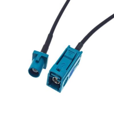 China Blue RF Device 50ohm Z Code FAKRA SMB Water Male To Female RG174 Extension Pigtail Cable Assembly for sale