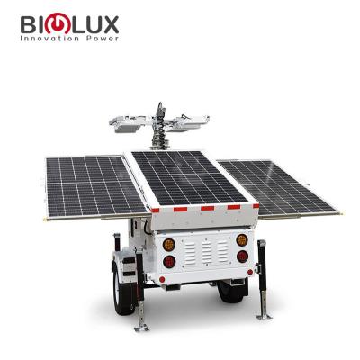 China BIGLUX 2023 Latest Customizable 1305W Mobile Solar Garden Light Tower For Parking Lot Mining Area Trailer Solar Factory Direct for sale