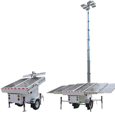 China Residential Solar Light Tower 360 Degree Mobile Mast Rotation LED Lighting Tower Trailer Depolyed For Parking Lot for sale