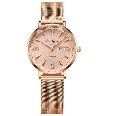 China Free Sample Day/Date TY Dual Day/Date OEM New Fashion Electronic Waterproof Luminous Calendar Mechanical Ladies Watch for sale