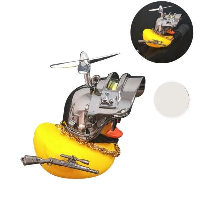 China Bell Duck Toy Bicycle Recycling Handlebar with Yellow Duck Propeller Helmet Ornaments Sticker Silicone for Car Interior Decorations for sale