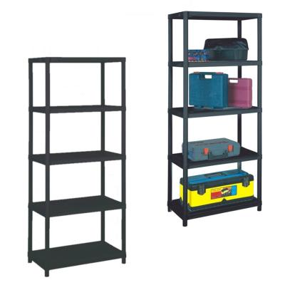 China Suitable For Heavy Duty Outside Shelf Plastic Black Shelving Shelves Strong Rack Storage Home Removable Unit Universal Racking Organizer for sale