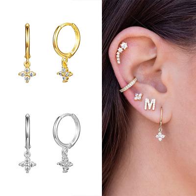 China MEENOY Cute Simple Circle Earrings 925 Sterling Silver Ear Buckle Single for Women Tasty Flower Shaped Charm Huggie Circle Earrings for sale