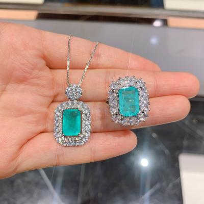 China MEENOY Sterling Silver Paraiba Tourmaline Gemstone Pendant/Gift CLASSICS Ring Wedding Cocktail Jewelry Necklace Sets for sale