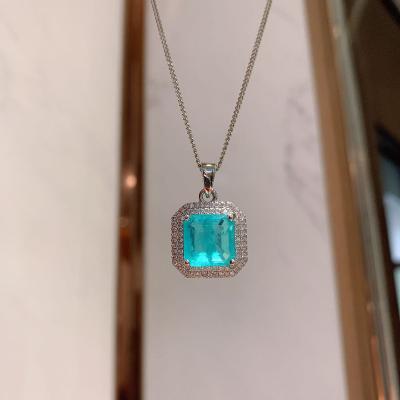 China MEENOY Ethnic Silver 100% Sterling Paraiba Tourmaline Gemstone Pendant Earring Set Created Moissanite Jewelry For Women for sale