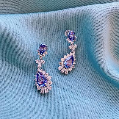 China MEENOY CLASSIC 100% 925 Sterling Silver Sapphire Simulated Moissanite Gemstone Drop Dangle Earrings Women Fine Jewelry Drop Shipping for sale