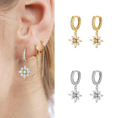 China MEENOY FASHIONABLE Circle Dangle Earrings For Women Simple Gold Color CZ Crystal Earrings Korean Fashion Banquet Jewelry for sale