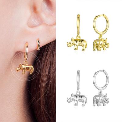 China MEENOY 925 Sterling Silver Cute Animal Cow Circle Dangle Earrings Cute Ear Buckle Cute Shape Jewelry Earring for sale