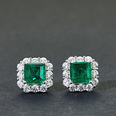 China MEENOY Vintage CLASSIC Square Green Stud Earrings Shimmer Wedding Silver Earrings Solid 925 Sterling Silver Romantic Jewelry Gift for sale