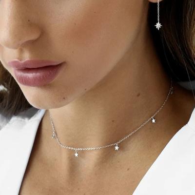 China BOHEMIA MEENOY 925 Silver Chain Necklace Stars And Moon Chokers For Women Lightning Crystal Clavicle Chain Fashion Jewelry for sale