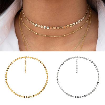 China BOHEMIA MEENOY 925 Silver Chain Necklace For Women Sequins Coin Necklace Gold Silver Color Necklace Fashion Jewelry Gift for sale