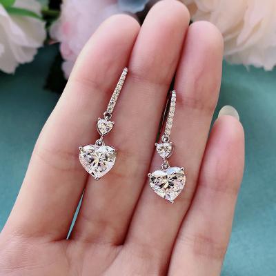 China MEENOY Fine Jewelry 925 Sterling Silver Created Moissanite Citrine Pink Sapphire Gemstone Engagement Heart Dangle Cute Earrings for sale