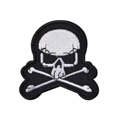 China Embroidered Skeleton Anarchy Skullhead Punk Rock Rockabilly Biker Iron On Patch for sale