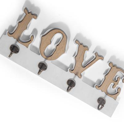 China Sustainable Wooden Letter 4 Hook Wall Hanging Hook (LOVE) - Direct Order for sale