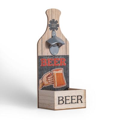 China Popular Wooden Wall Mounted Personality Beer Bottle Opener Holding Beer Model - Direct Order for sale