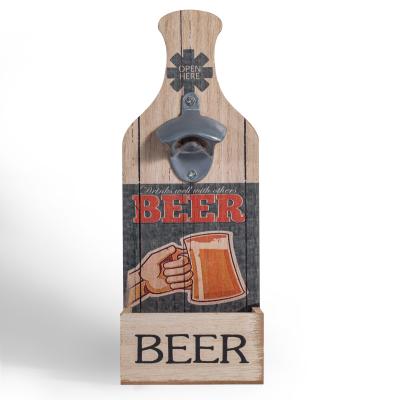 China Popular Wooden Wall Mounted Personality Beer Bottle Opener Holding Beer Model - Indirect Order for sale