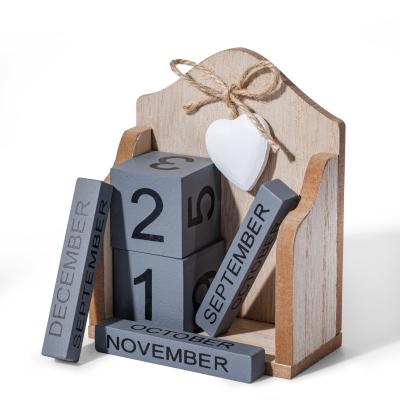 China Holiday decoration & Decoration Gray Wooden Calendar Gift Family Direct Order for sale