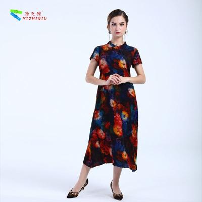 Chine Robe traditionnelle modifiée de Cheongsam, robe d'une seule pièce de Cheongsam de coton longue à vendre