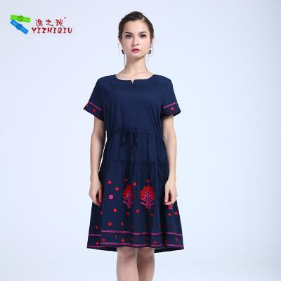 China Breathable Embroidered Cotton Dress / Midi Dresses Floral Pattern Type for sale