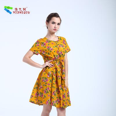 China High Waist Style Short Cotton Summer Dresses O Neck Neckline With Pocket for sale