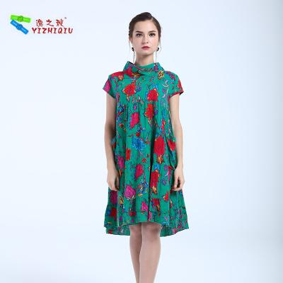 China Knee Length Short Cotton Summer Dresses Chinese Ethnic Clothing Fashion Design for sale