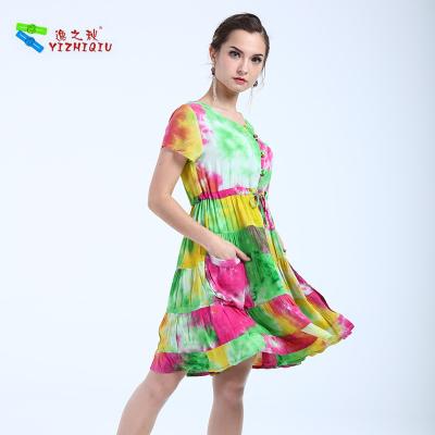 China Trendy Flower Printed Short Cotton Summer Dresses Optional Pattern Custom Size for sale