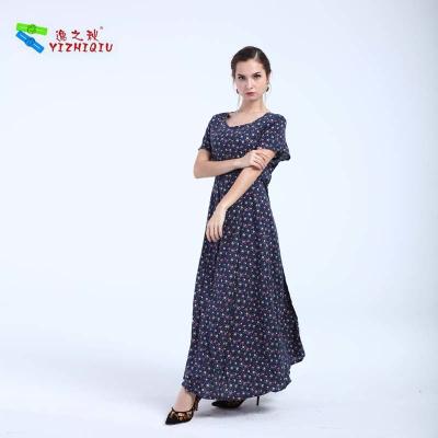 China Ropa respirable del verano del algodón, vestido largo delgado del cuello casual del algodón O en venta