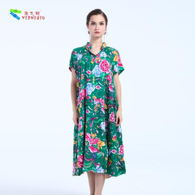 China Material de algodón largo de los vestidos de flores de las mujeres respirables hermosas con los bolsillos en venta