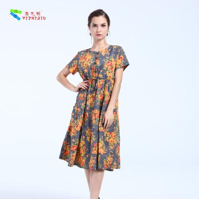 China Vestidos con las mangas cortas, vestidos cortos del verano del algodón del verano para las mujeres en venta