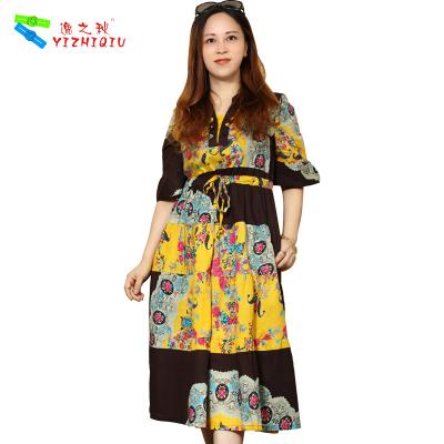 China Casual Cotton Plus Size Long Summer Dresses Yellow / Customized Color for sale