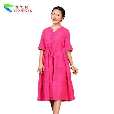 China Vestidos cómodos lavables, longitud de las señoras de la ropa del verano del algodón de la media pantorrilla en venta