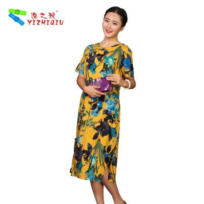 China Vestidos ocasionais longos impressos flor do verão com material 100% curto do algodão das luvas à venda