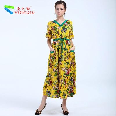 China Vestidos de flores casuales elegantes antiarrugas, el 100 por ciento de material de algodón en venta