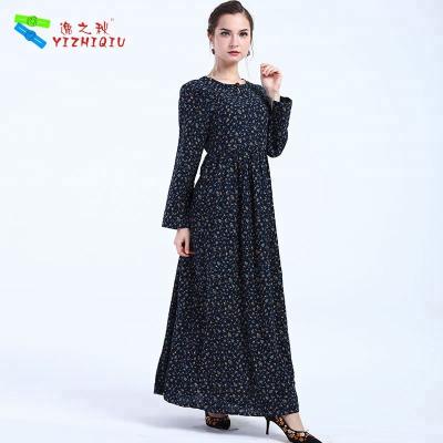 China Black Cotton Ladies Long Sleeve Dresses Boho Autumn Dress Ankle - Length for sale