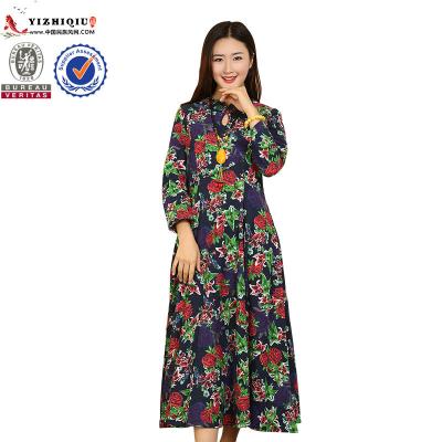 China Chinese Retro Ladies Long Sleeve Dresses With Mandarin Collar Neckline for sale