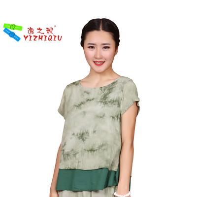 China Fashion Designs Womens Casual Blouses 100% Cotton Material With O Neck Collar for sale