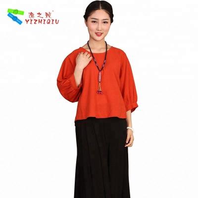 중국 YIZHIQIU 리넨 블라우스 vestidos casuales mujer ropa mujer 판매용