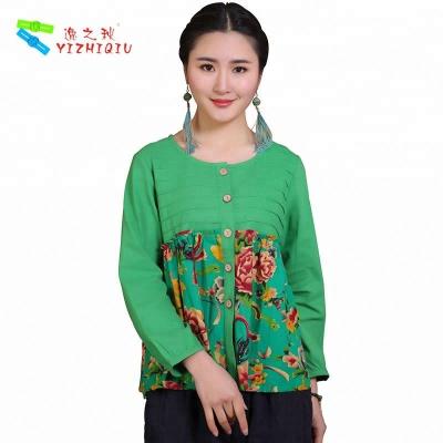 China YIZHIQIU ladies cotton tops and blouses Casual Blouse ropa mujer for sale