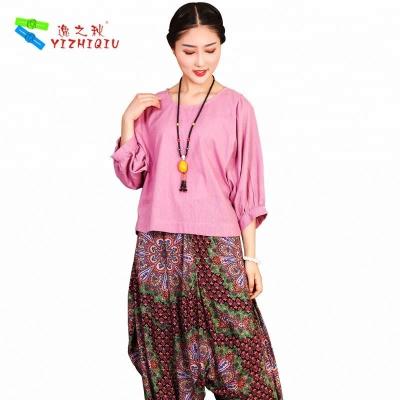 China YIZHIQIU cotton blouse women Casual Blouse ropa mujer for sale