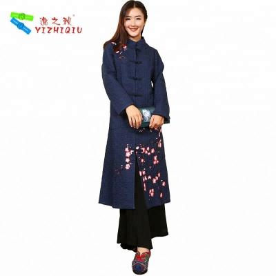 China Cotton Padded Embroidery Chinese Winter Coats With Floral Pattern Type for sale